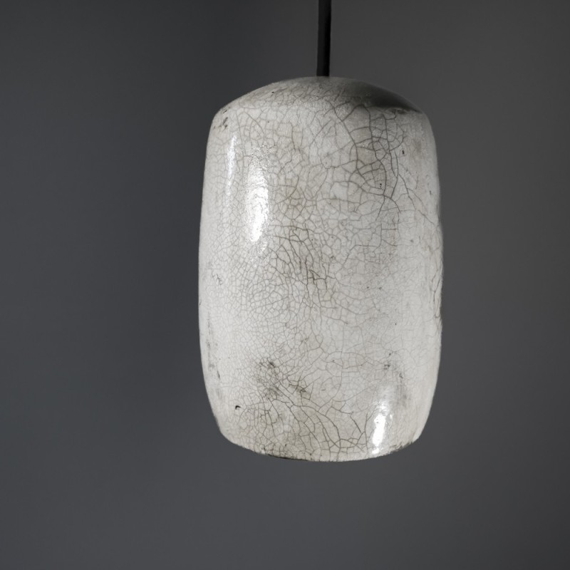 Suspension en céramique raku #178 | Lampe artisanale faite main – Mimeiceramics
