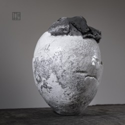 Vase en céramique raku #166 | Pièce unique faite main – Mimeiceramics