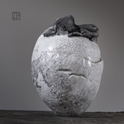 Vase en céramique raku #166 | Pièce unique faite main – Mimeiceramics