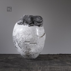 Vase en céramique raku #166 | Pièce unique faite main – Mimeiceramics