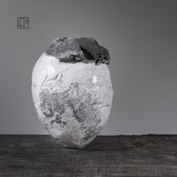 Vase en céramique raku #166 | Pièce unique faite main – Mimeiceramics