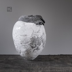 Vase en céramique raku #166 | Pièce unique faite main – Mimeiceramics