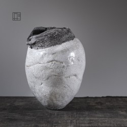 Vase en céramique raku #166 | Pièce unique faite main – Mimeiceramics