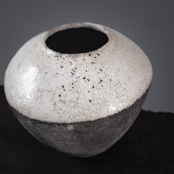 Vase en céramique raku #163 | Pièce unique faite main – Mimeiceramics